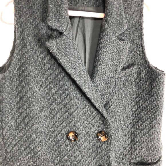 POL Wool Polyester Lined Long Vest Gray Womens Size Small - Picture 5 of 11